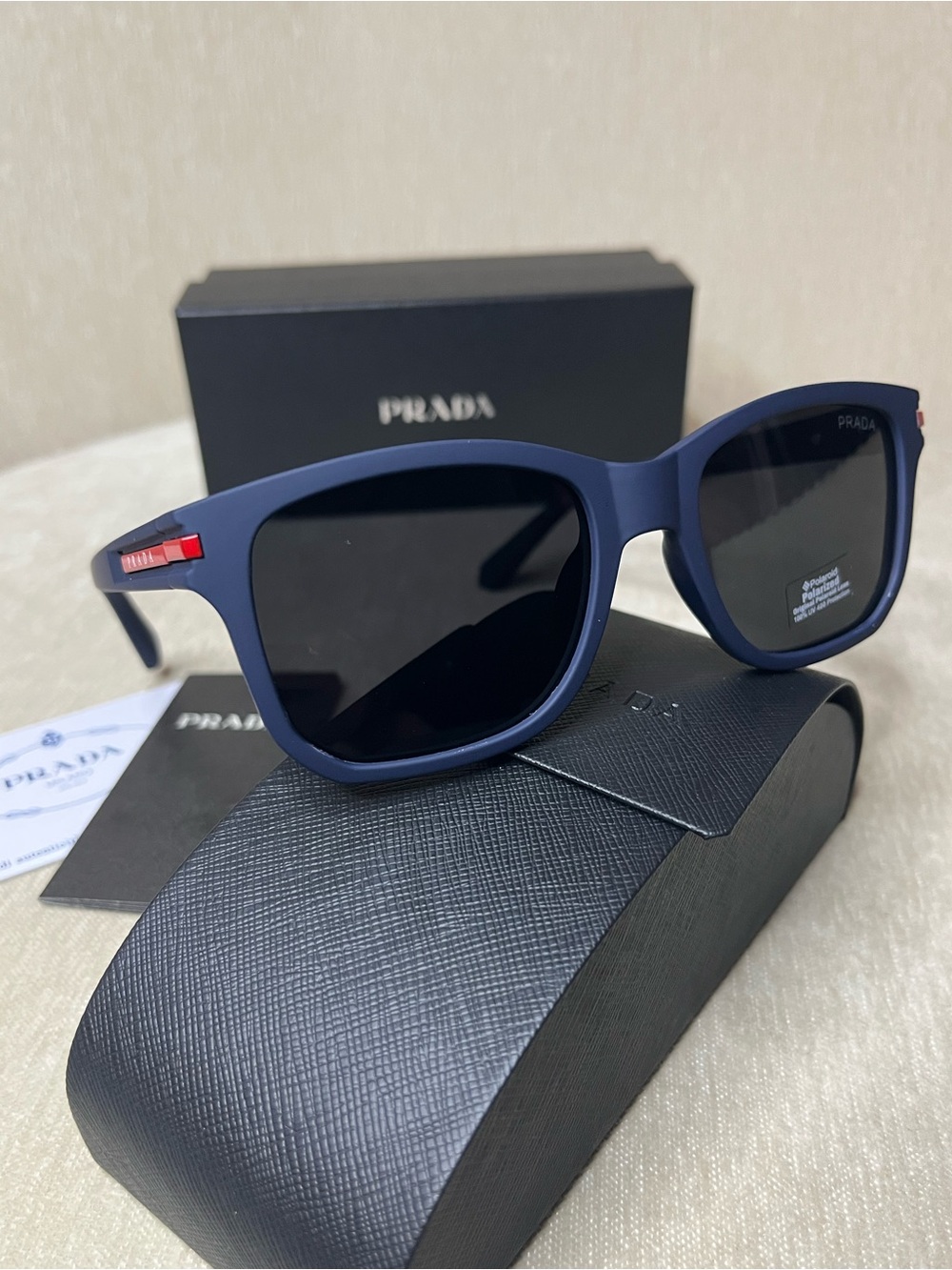 Prada Matte Blue Frame Sunglasses with Black Lenses - Picture 3 of 6